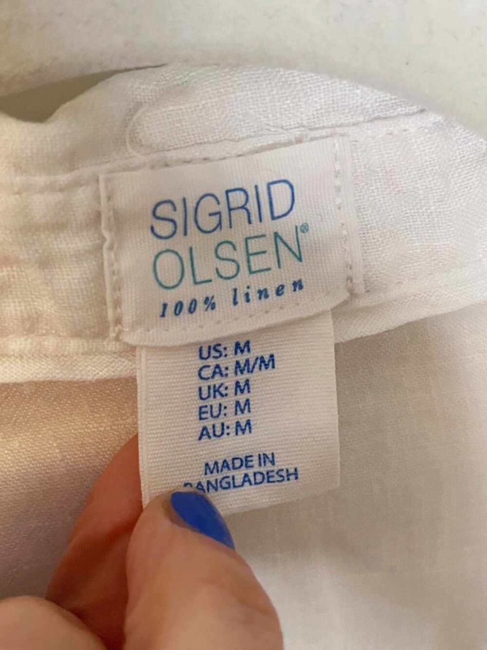 Sigrid Olsen 100% Linen White Popover Button Front Blouse Medium Resortwear - Picture 2 of 9
